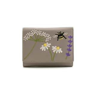 Blossom Tri-Fold Leather Purse - Grey