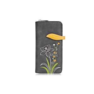 Clutch Wallets: Daffodil Clutch Wallet - Grey