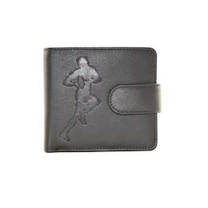 Men's Black Leather Wallet with Tab - Rugby