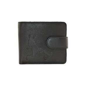 Men's Black Leather Wallet with Tab - Football