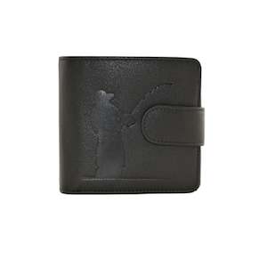 Men's Black Leather Wallet with Tab - Fishing