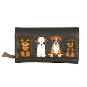 Best Friends Sitting Dogs Matinee Leather Purse - Grey