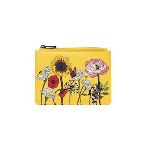 Buttercup Wildflowers Card & Coin Leather Purse - Yellow