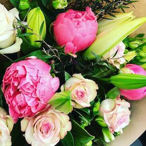 Florist: Peonies, Roses and Oriental Lily Bouquet