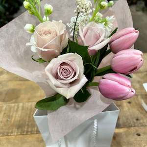 Florist: Bottle Jar & Posy of Flowers - Gift Bag