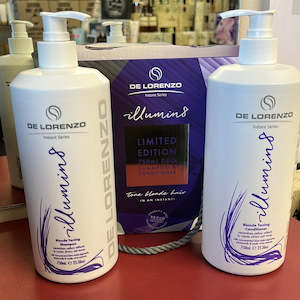 De Lorenzo BLONDE & BRIGHT Illumin8 BLONDE TONER SHAMPOO & CONDITIONER BOTH A BIG 750ml Duo