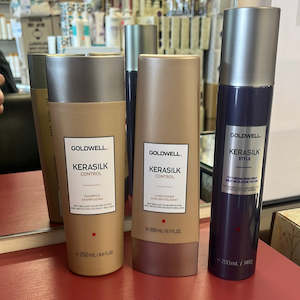 Goldwell Kerasilk Control shampoo & conditioner + Goldwell Kerasilk Fixing Effec…