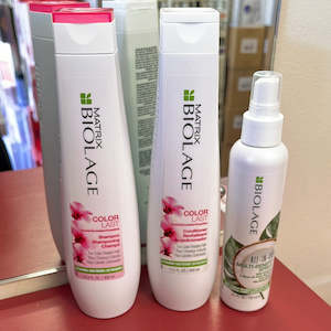 Matrix Biolage Colour Last Shampoo conditioner plus all in one multi benefit spray trio set