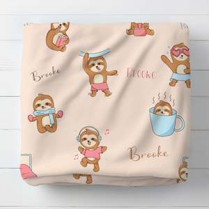 Personalised Cute Baby Sloth Blanket