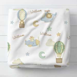 Personalised Safari Airplane Baby Blanket