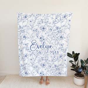 Personalised Blue Wildflower Blanket