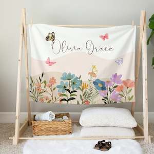 Personalised Colorful Wildflower Butterfly Blanket