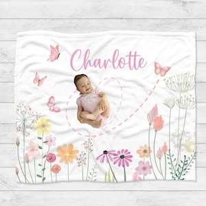 Baby wear: Personalised Wildflower Butterfly Blanket