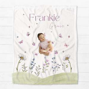 Personalised Pink Butterfly Wildflower Blanket