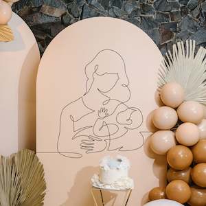 Mum and Baby Line Art Baby Shower Decal