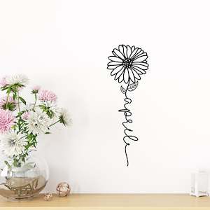 Baby wear: birth flower April custom name wall decal