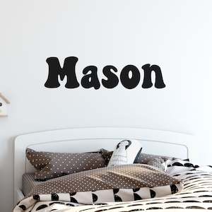 Baby wear: personalised fun retro font name decal