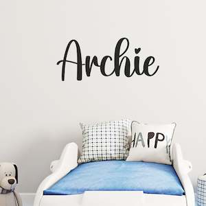 Baby wear: personalised thick script font name decal