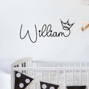 custom name with crown wall decal