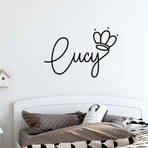 script custom name with princess crown wall decal