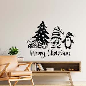 Baby wear: Merry Christmas Tree Gnome Penguin Wall Decal