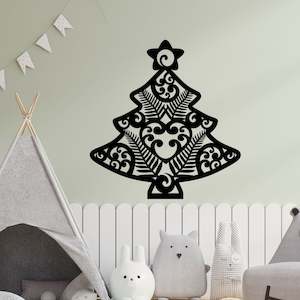 Baby wear: Kiwiana Christmas Tree with Fern and Koru Wall Decal