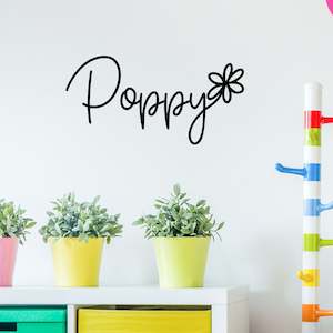 Baby wear: flower script custom name wall decal