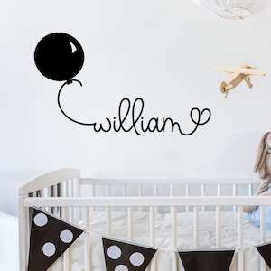 Baby wear: balloon custom name wall decal