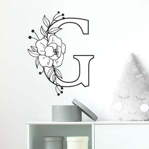 floral monogram wall decal