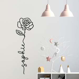 custom name birth flower wall decal