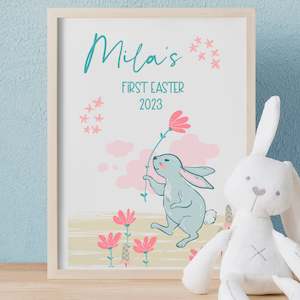 Baby wear: personalised baby's first Easter wall art print