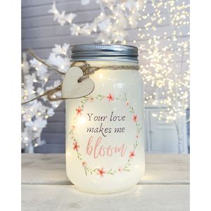 Baby wear: large message sparkle jar -your love makes me bloom