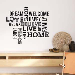 Baby wear: home family word cloud  wall decal