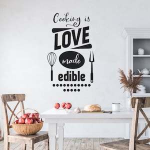 cooking is love kitchen wall decal