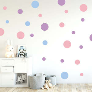 assorted size and colour polka dot wall stickers