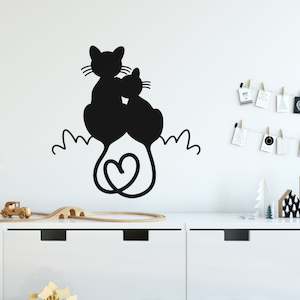 kitten and mum cat wall decal