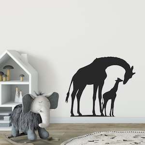 mum and baby giraffe wall decal