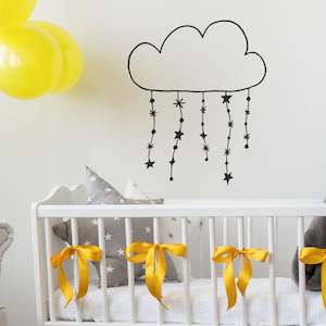 cloud hanging stars nursery wall decal