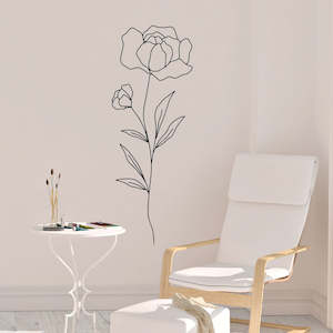 flowers on the stem minimalist drawing wall decal