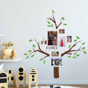 colourful family tree wall decal - display your photos