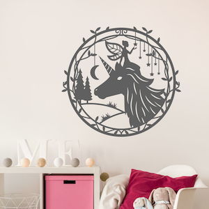 unicorn with fairy circle wall decal