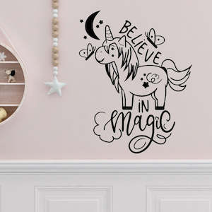 believe in magic baby unicorn wall decal