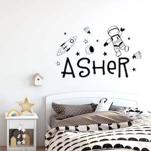 custom name astronaut rocket ship  wall decals