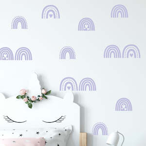 rainbow with dots and hearts wall decals