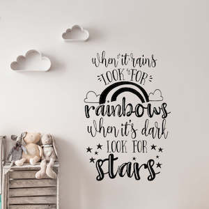 when it rains look for rainbows quote wall decal