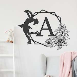 custom monogram ice skating wall decal