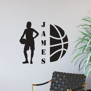 custom name basketball player wall decal