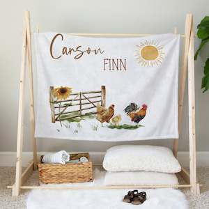 Personalised Farmhouse Chicken Blanket