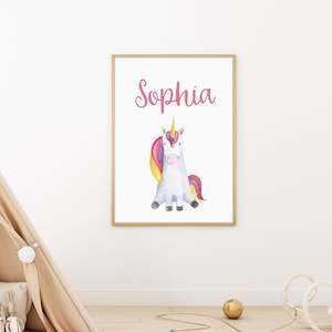 Baby wear: custom name baby unicorn nursery print