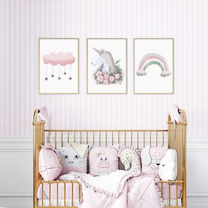 Baby wear: unicorn nursery prints set of 3